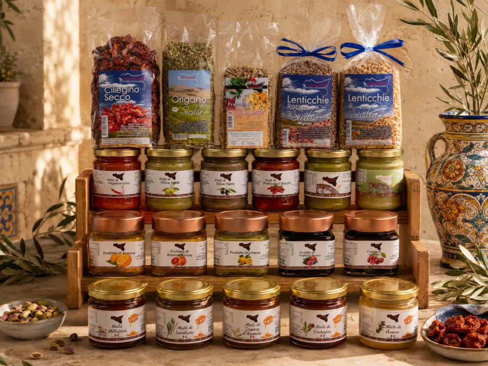 Espositore di prodotti tipici siciliani Valgusto
