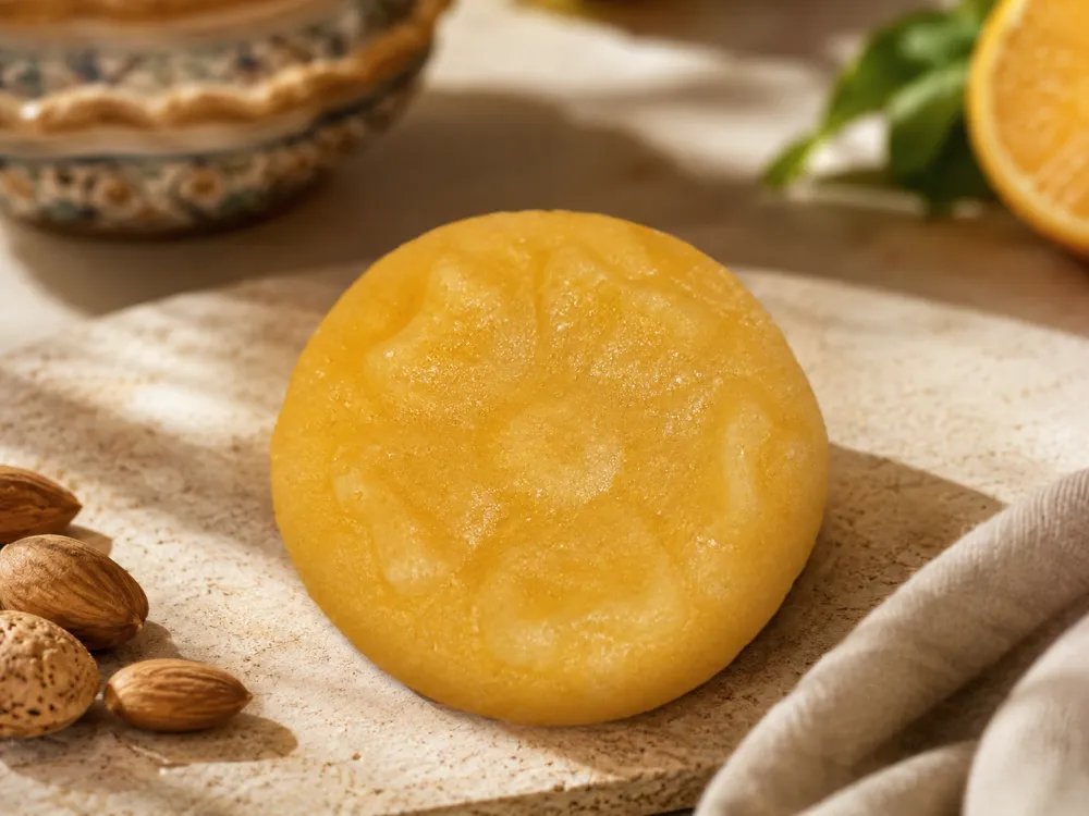 Panetto di mandorla siciliano con mandorle e arancia
